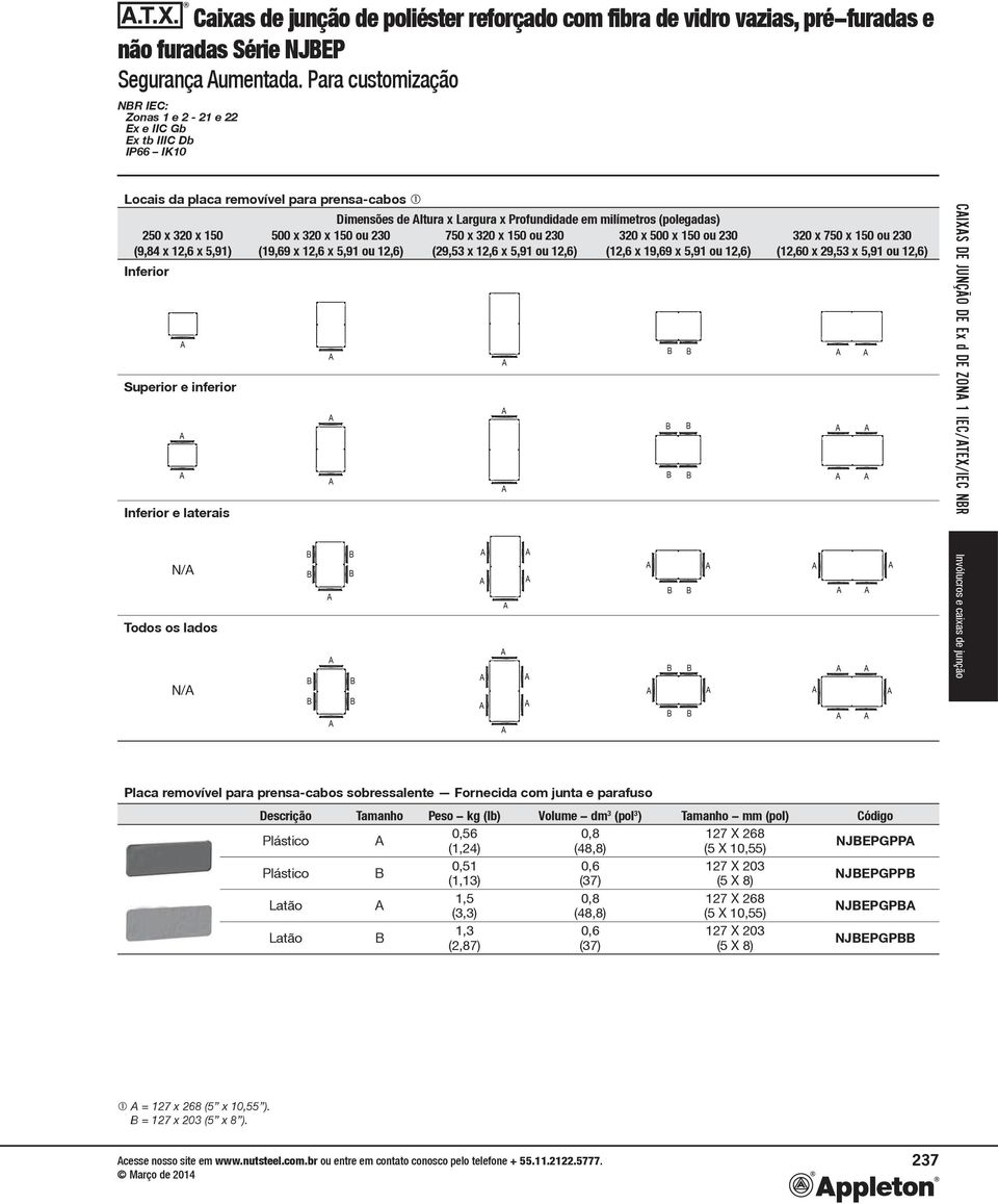 milímetros (polegadas) 00 x x 0 ou 230 70 x x 0 ou 230 x 00 x 0 ou 230 (19,69 x 12,6 x,91 ou 12,6) (29,3 x 12,6 x,91 ou 12,6) (12,6 x 19,69 x,91 ou 12,6) x 70 x 0 ou 230 (12,60 x 29,3 x,91 ou 12,6)