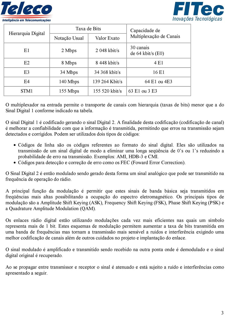 Digital 1 conforme indicado na tabela. O sinal Digital 1 é codificado gerando o sinal Digital 2.