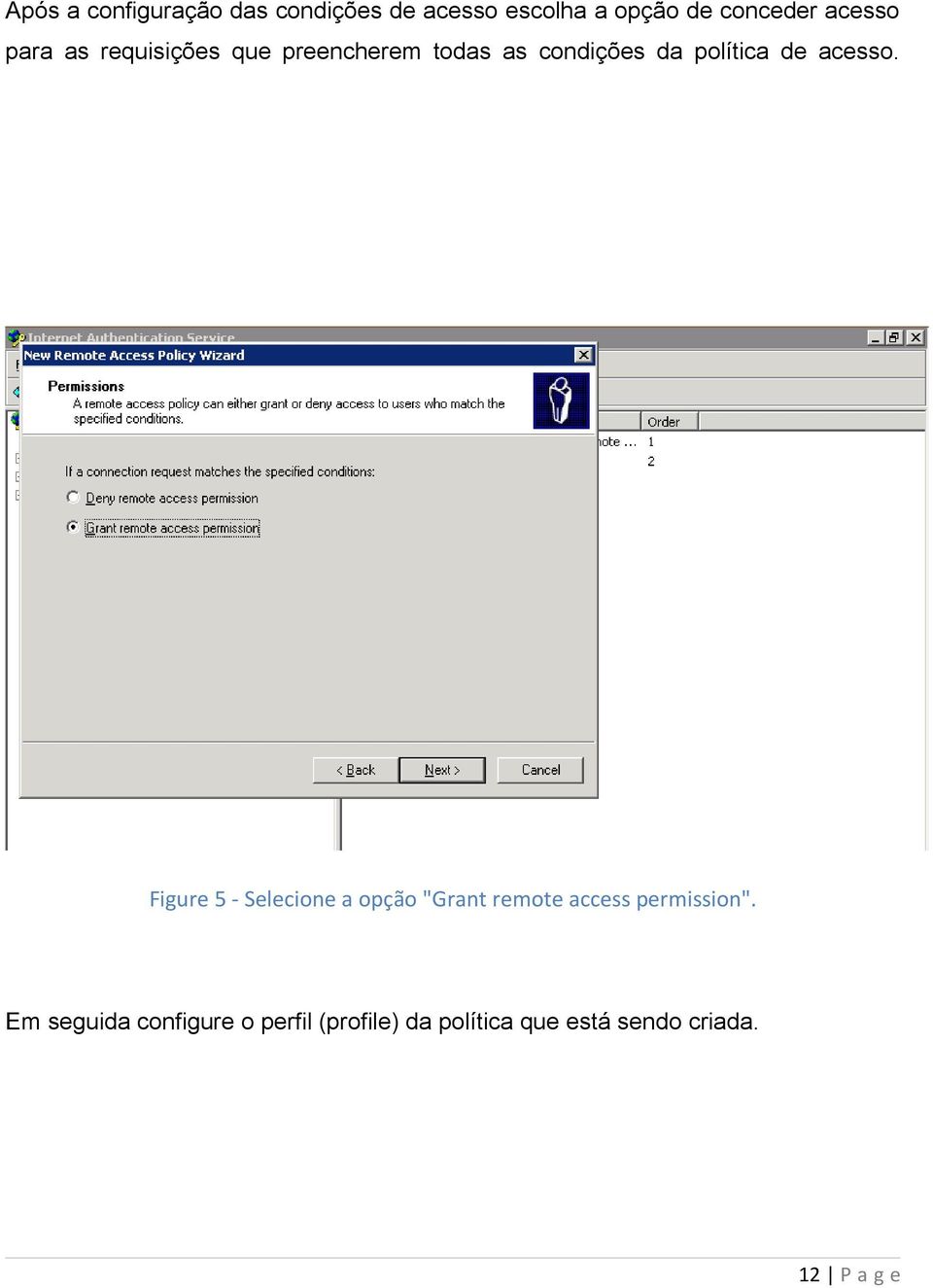 acesso. Figure 5 - Selecione a opção "Grant remote access permission".