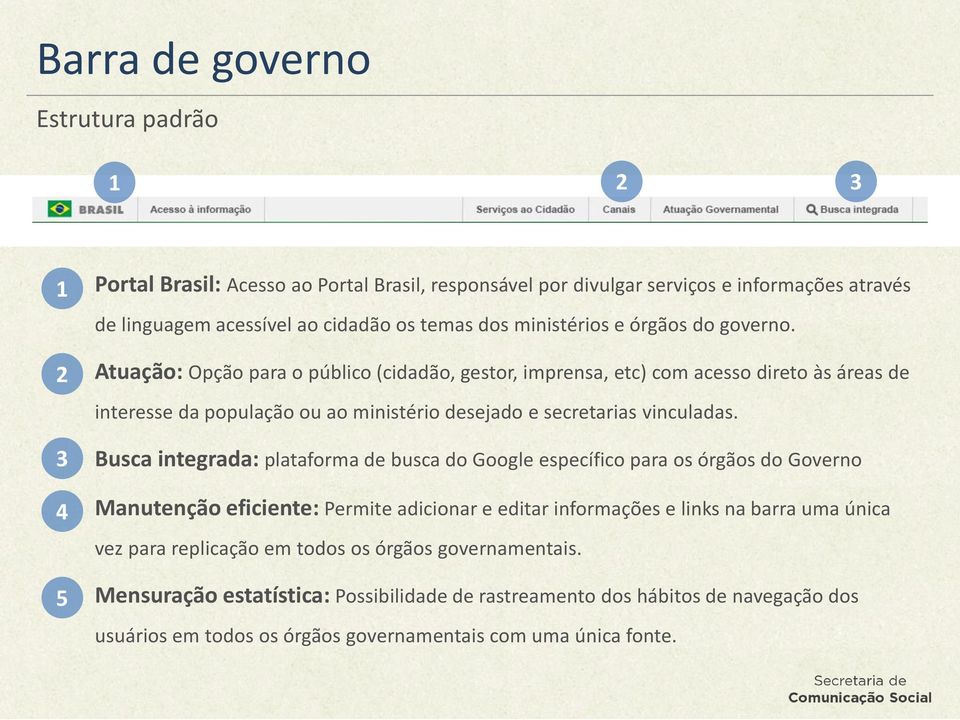 2 Atuação: Opção para o público (cidadão, gestor, imprensa, etc) com acesso direto às áreas de interesse da população ou ao ministério desejado e secretarias vinculadas.