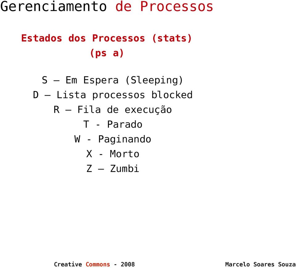 processos blocked R Fila de execução