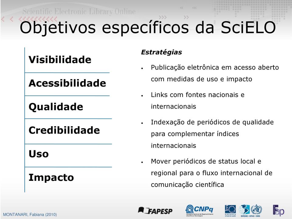 nacionais e internacionais Indexação de periódicos de qualidade para complementar índices