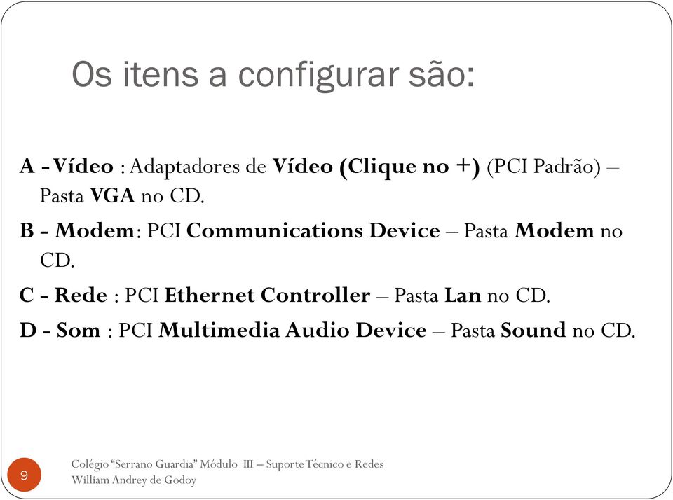 B - Modem: PCI Communications Device Pasta Modem no CD.