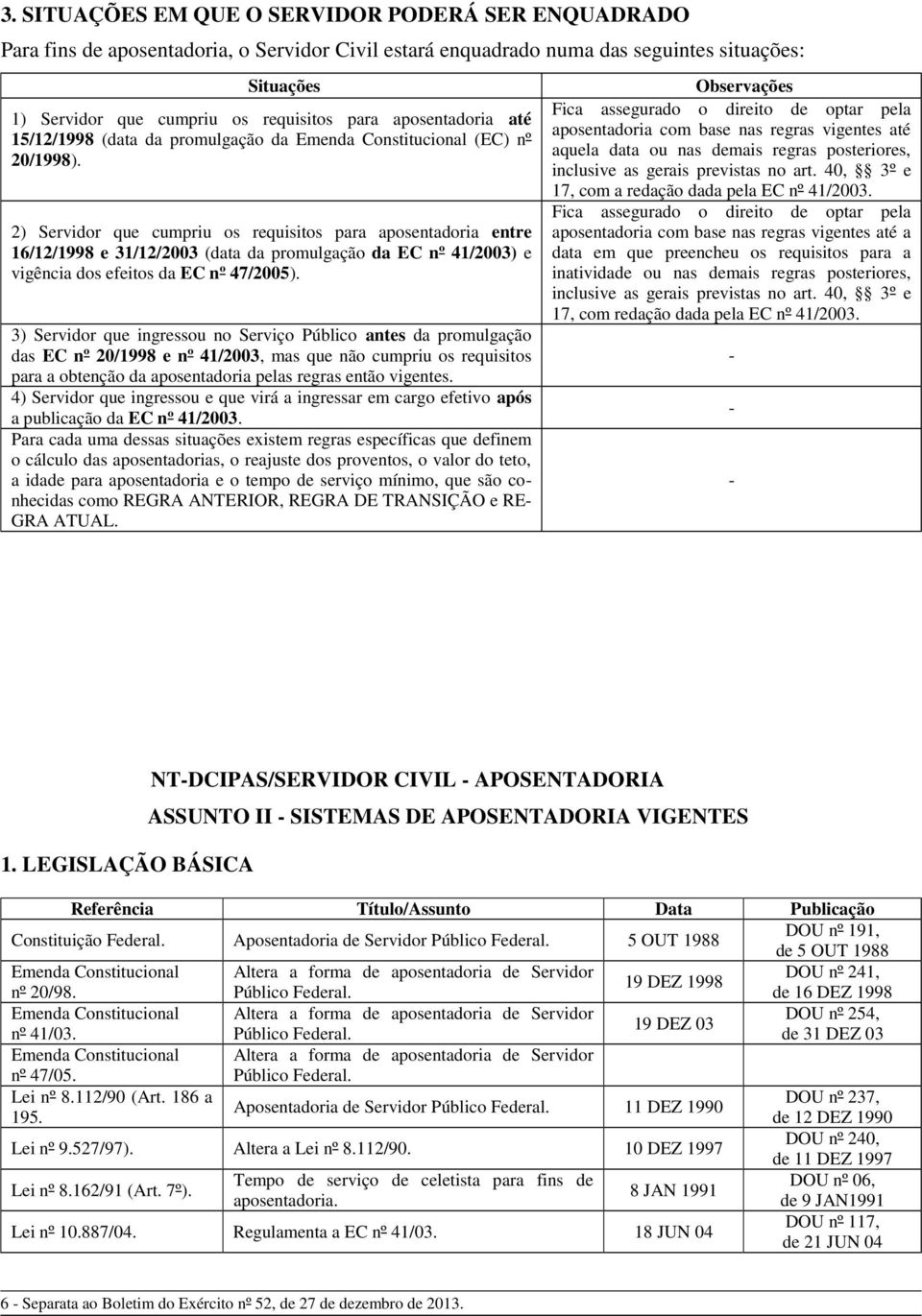 2) Servidor que cumpriu os requisitos para aposentadoria entre 16/12/1998 e 31/12/2003 (data da promulgação da EC nº 41/2003) e vigência dos efeitos da EC nº 47/2005).