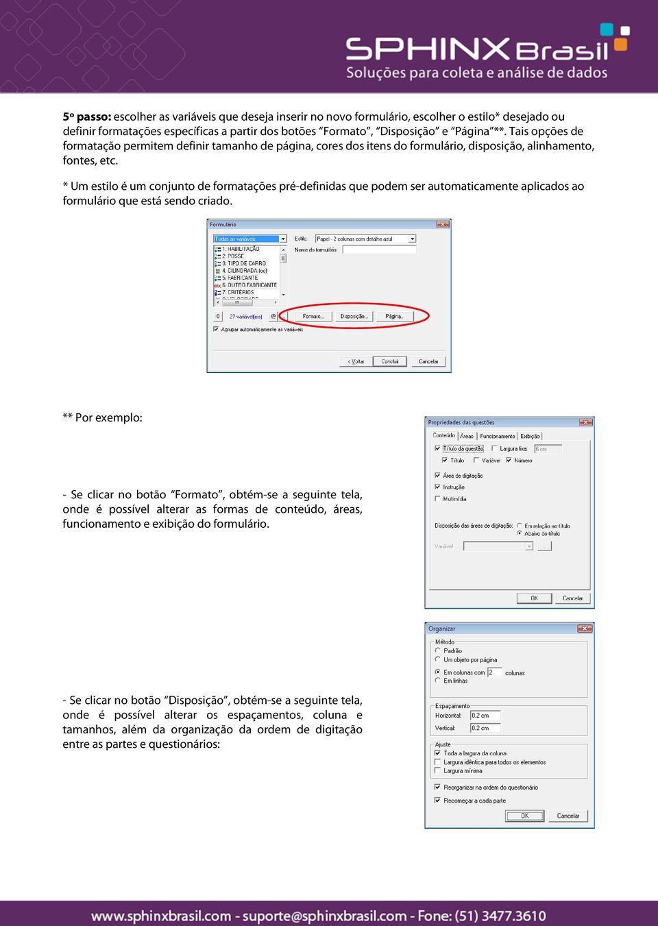 * Um estilo é um conjunto de formatações pré-definidas que podem ser automaticamente aplicados ao formulário que está sendo criado.