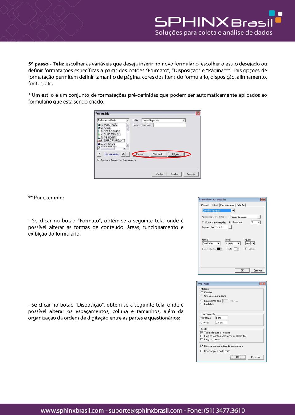 * Um estilo é um conjunto de formatações pré-definidas que podem ser automaticamente aplicados ao formulário que está sendo criado.