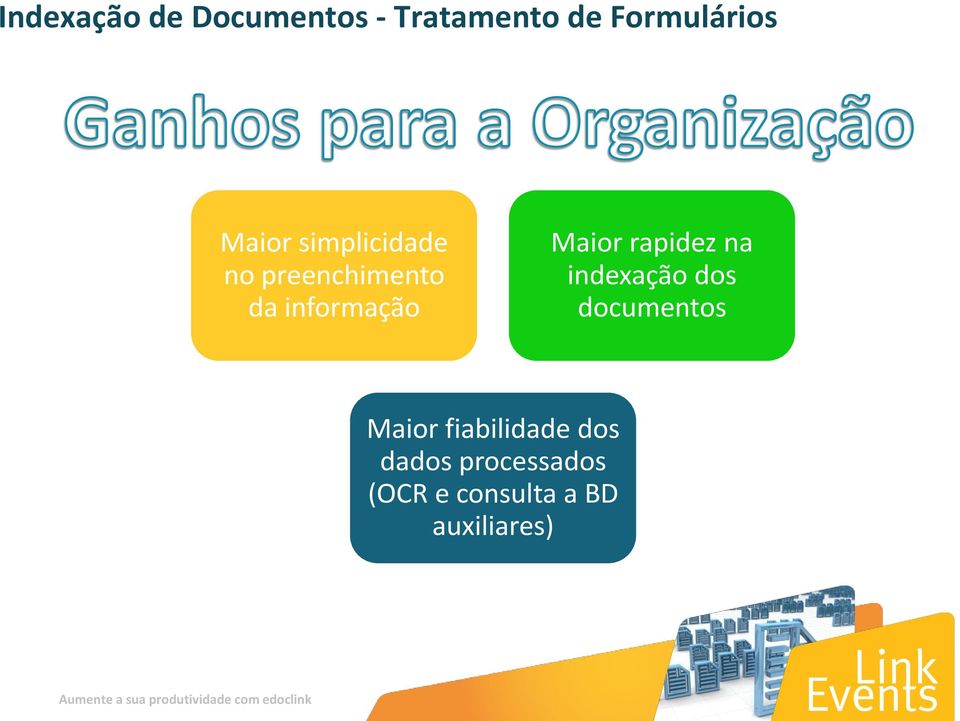 Maior rapidez na indexação dos documentos Maior