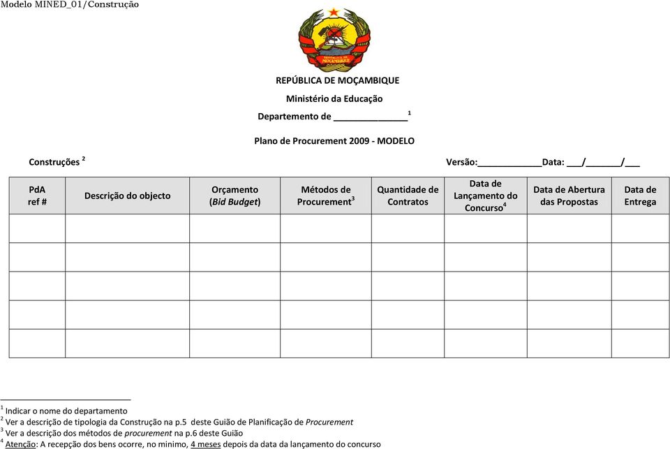 das Propostas Data de Entrega 1 Indicar o nome do departamento 2 Ver a descrição de tipologia da Construção na p.