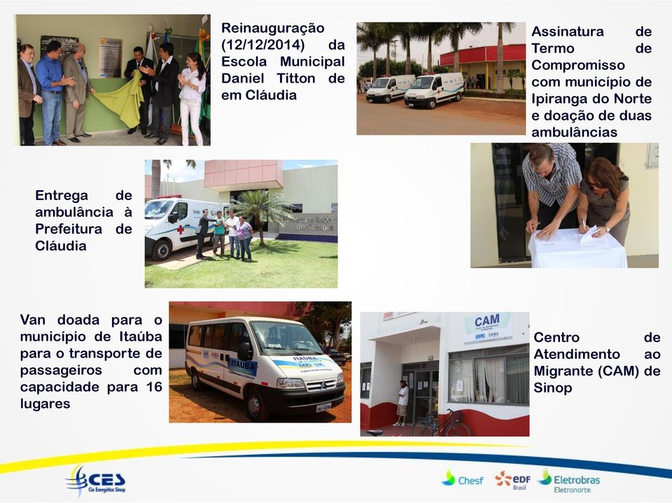 de ambulância à Prefeitura de Cláudia Van doada para o município de Itaúba para o transporte