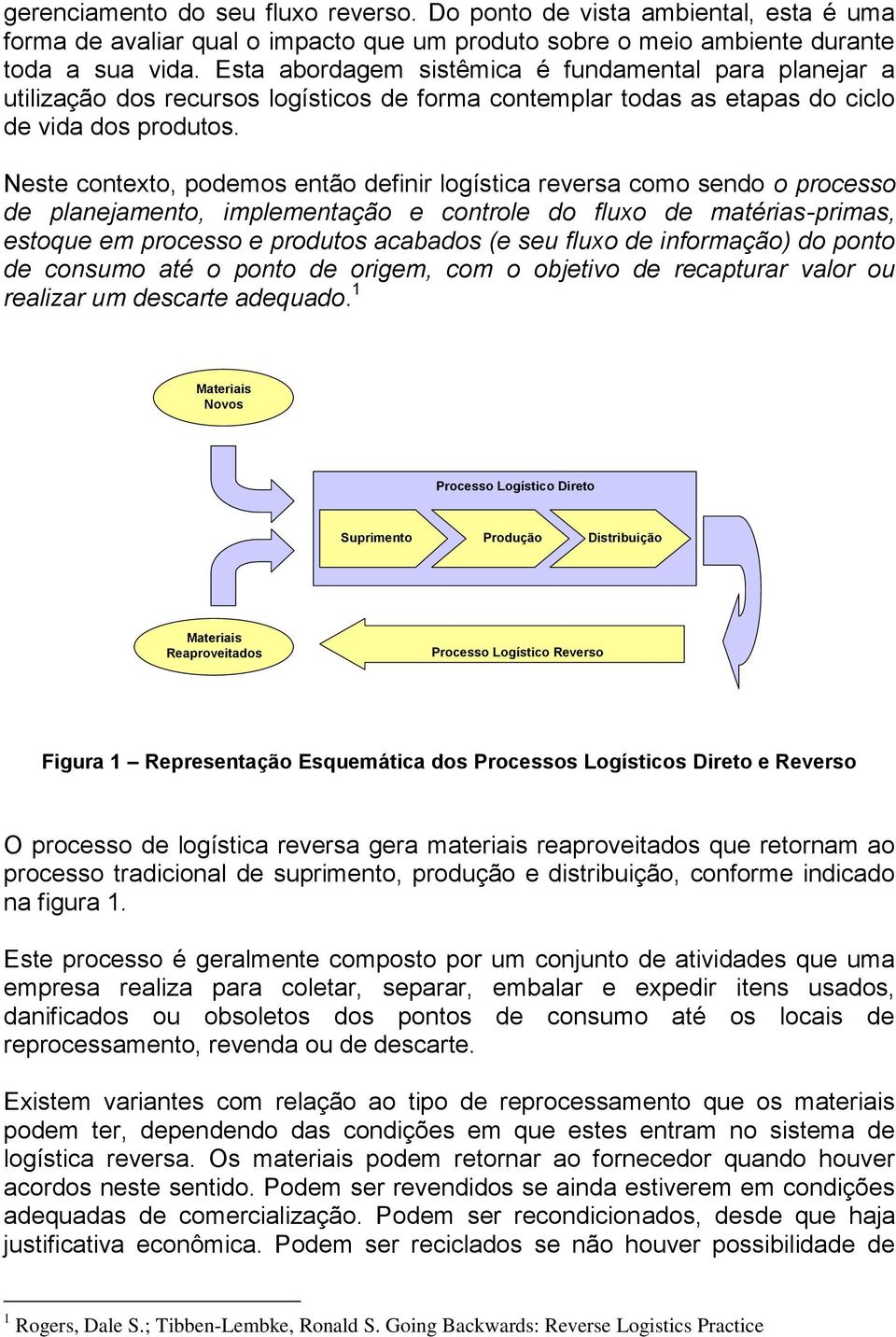 Neste contexto, podemos então definir logística reversa como sendo o processo de planejamento, implementação e controle do fluxo de matérias-primas, estoque em processo e produtos acabados (e seu