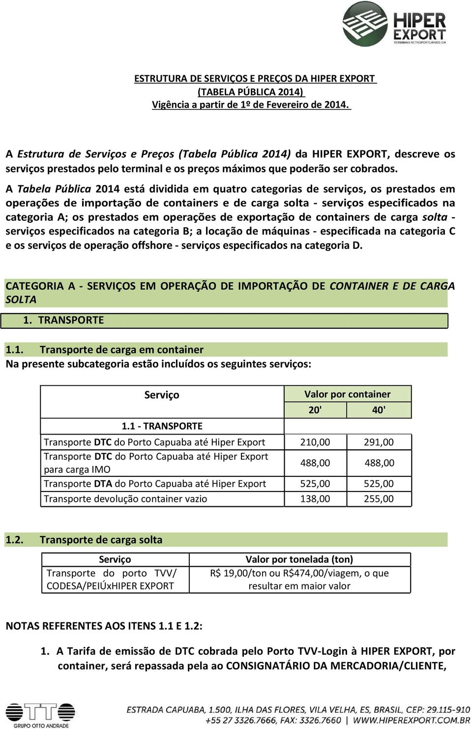 operações de exportação de containers de carga solta - serviços especificados na categoria B; a locação de máquinas - especificada na categoria C e os serviços de operação offshore - serviços