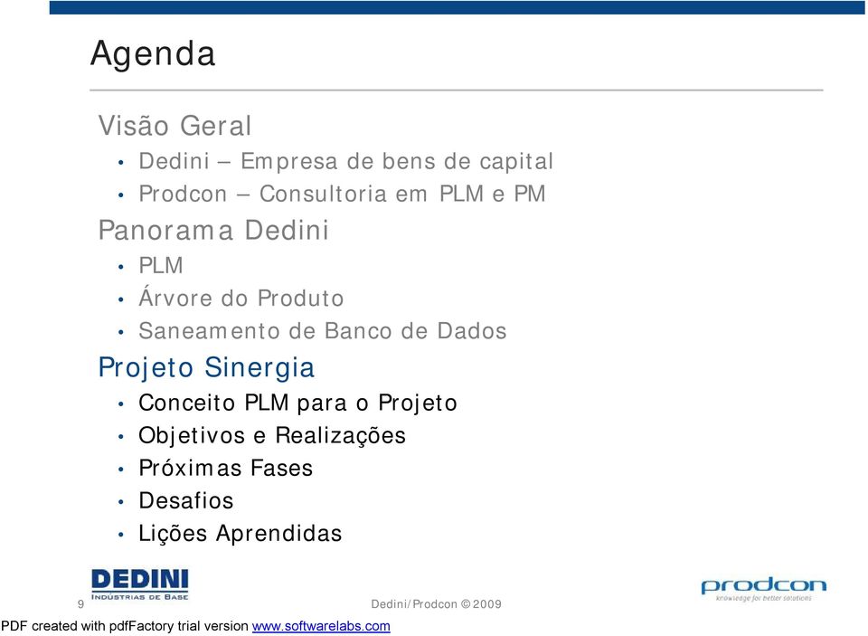 Saneamento de Banco de Dados Projeto Sinergia Conceito PLM para o