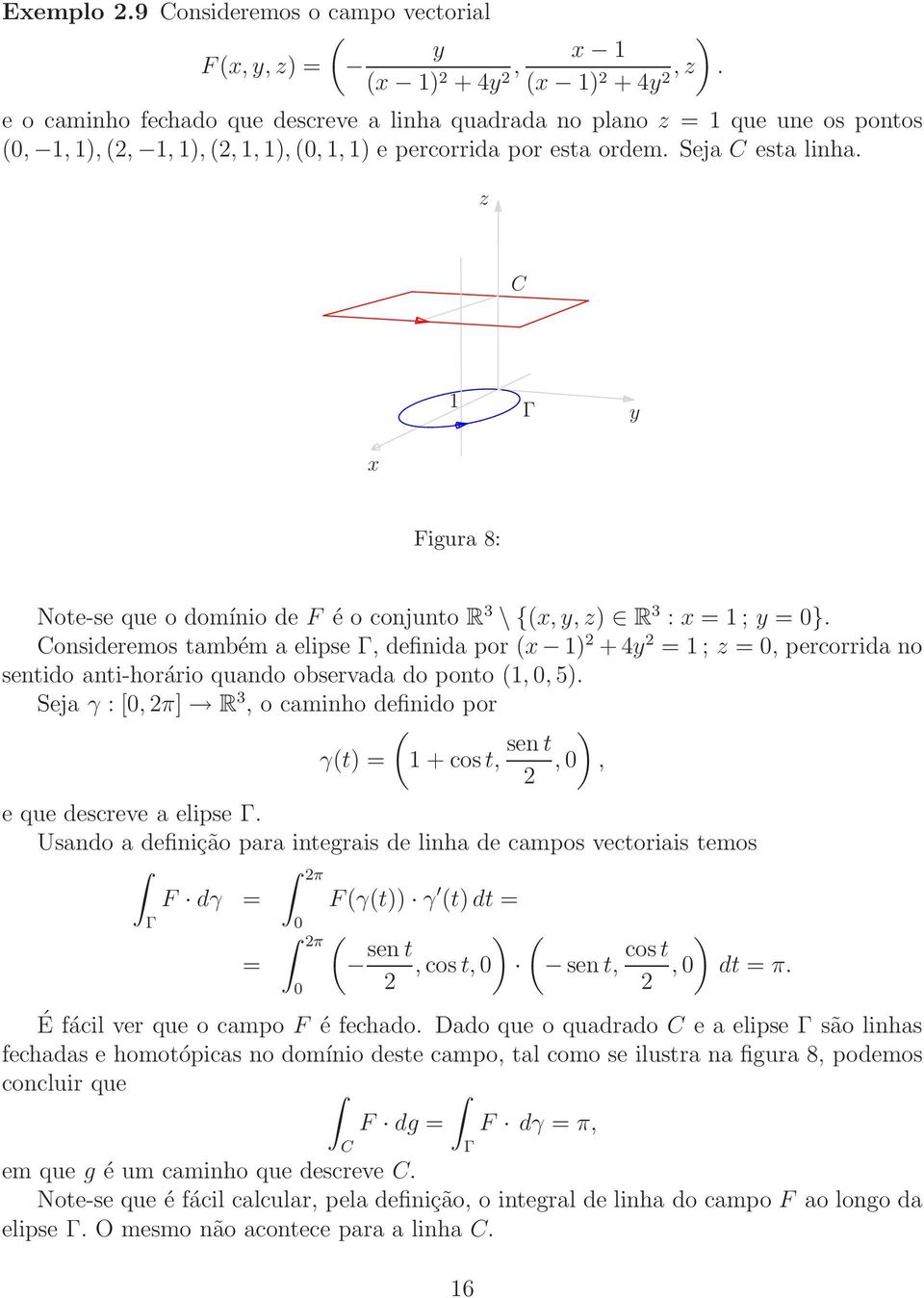 z C 1 y Figura 8: Note-se que o domínio de F é o conjunto R 3 \ {(, y, z R 3 : = 1 ; y = }.