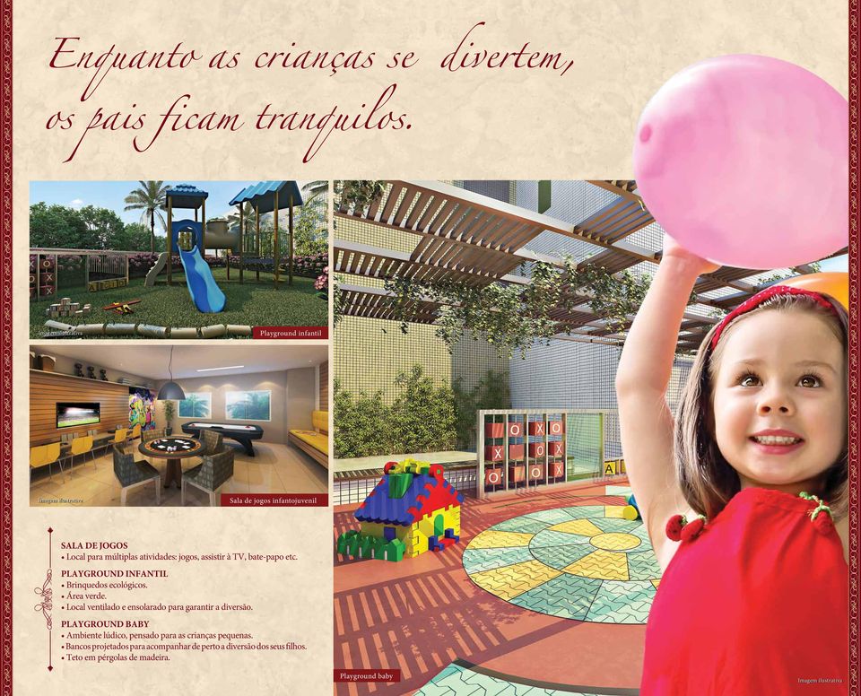 bate-papo etc. Playground Infantil Brinquedos ecológicos. Área verde.