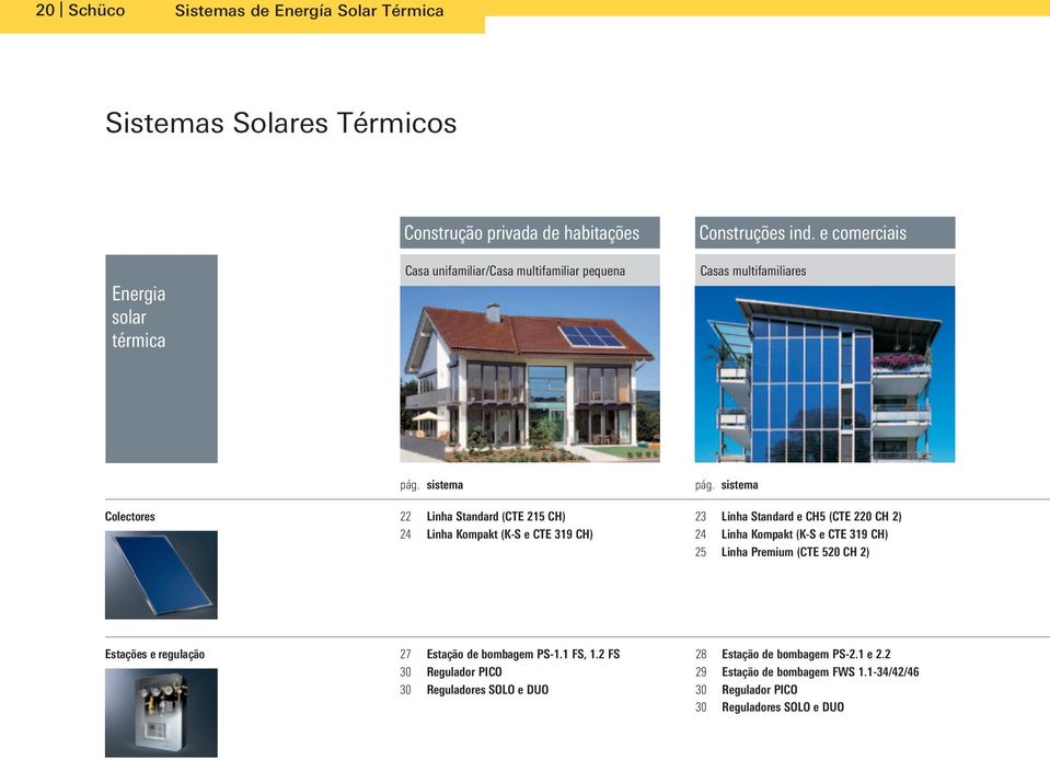 sistema 23 Linha Standard e CH5 (CTE 220 CH 2) 24 Linha Kompakt (K-S e CTE 319 CH) 25 Linha Premium (CTE 520 CH 2) Estações e regulação 27 Estação de bombagem PS-1.