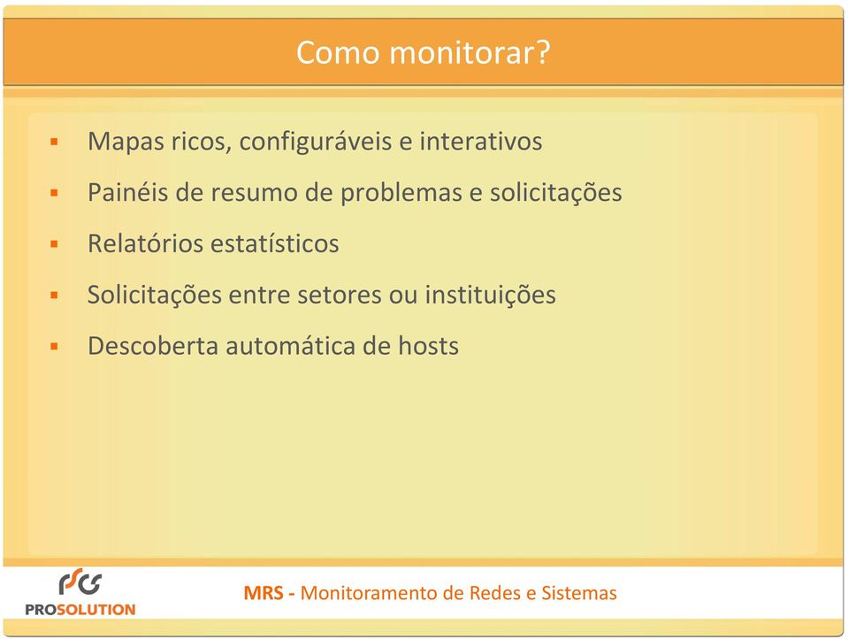 de resumo de problemas e solicitações Relatórios