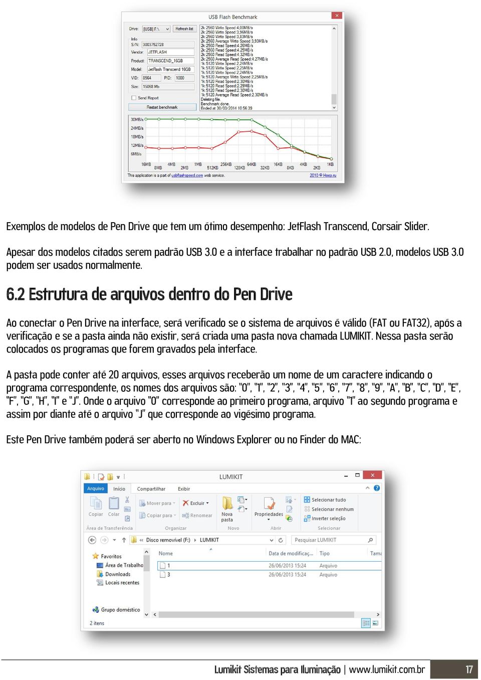 2 Estrutura de arquivos dentro do Pen Drive Ao conectar o Pen Drive na interface, será verificado se o sistema de arquivos é válido (FAT ou FAT32), após a verificação e se a pasta ainda não existir,