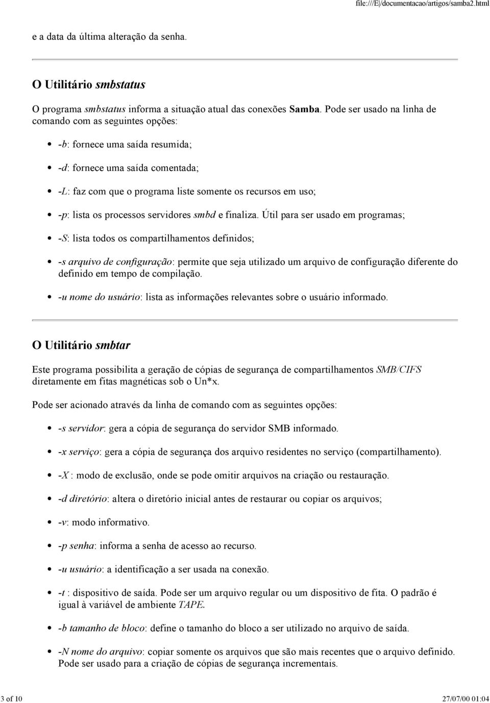 processos servidores smbd e finaliza.