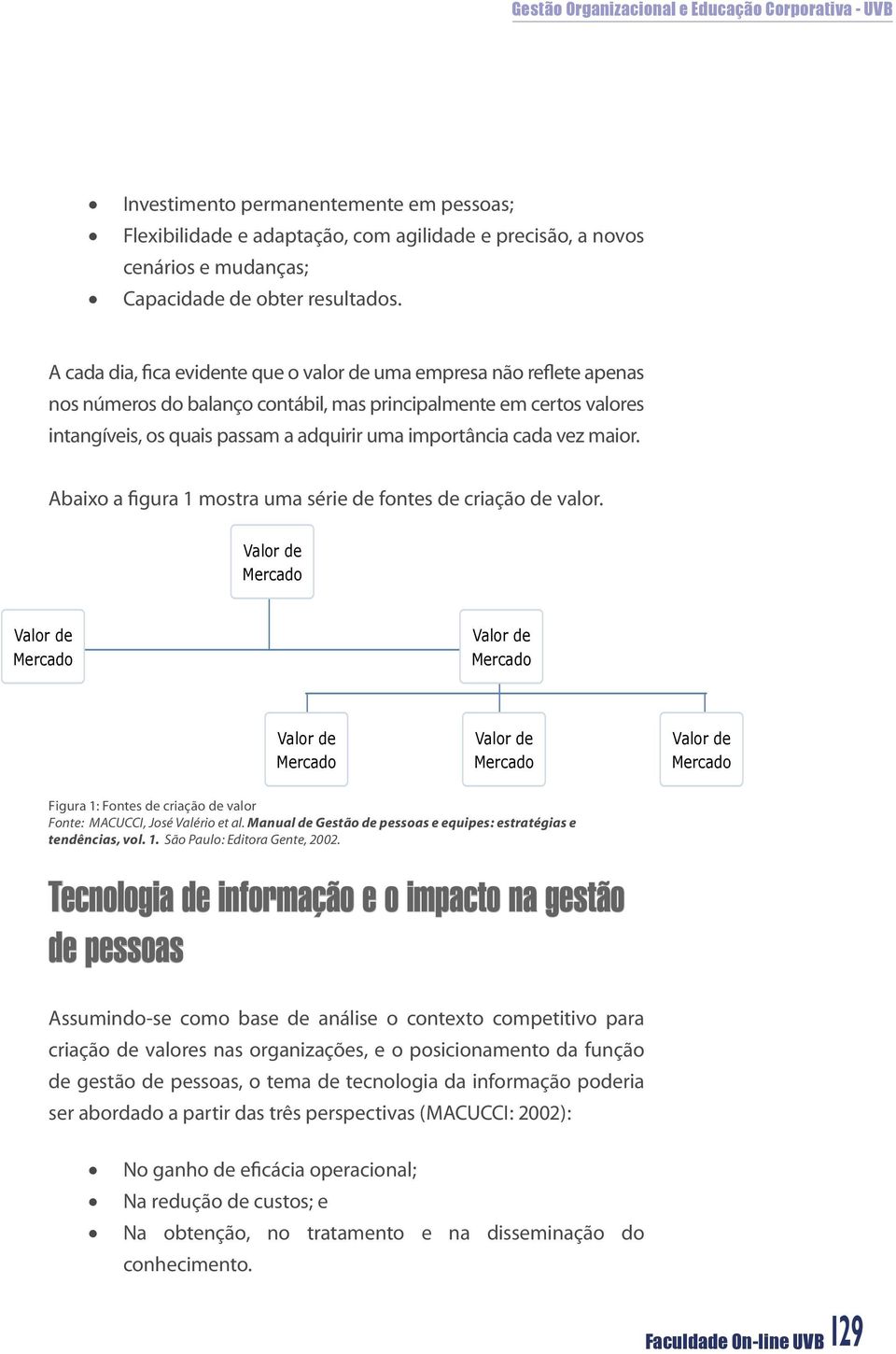 cada vez maior. Abaixo a figura 1 mostra uma série de fontes de criação de valor. Figura 1: Fontes de criação de valor Fonte: MACUCCI, José Valério et al.