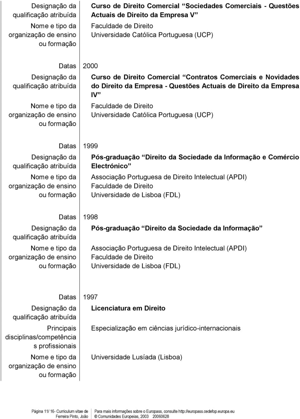 Portugusa d Dirito Intlctual (APDI) Faculdad d Dirito Univrsidad d Lisboa (FDL) Datas 998 Pós-graduação Dirito da Socidad da Informação Associação Portugusa d Dirito Intlctual (APDI) Faculdad d