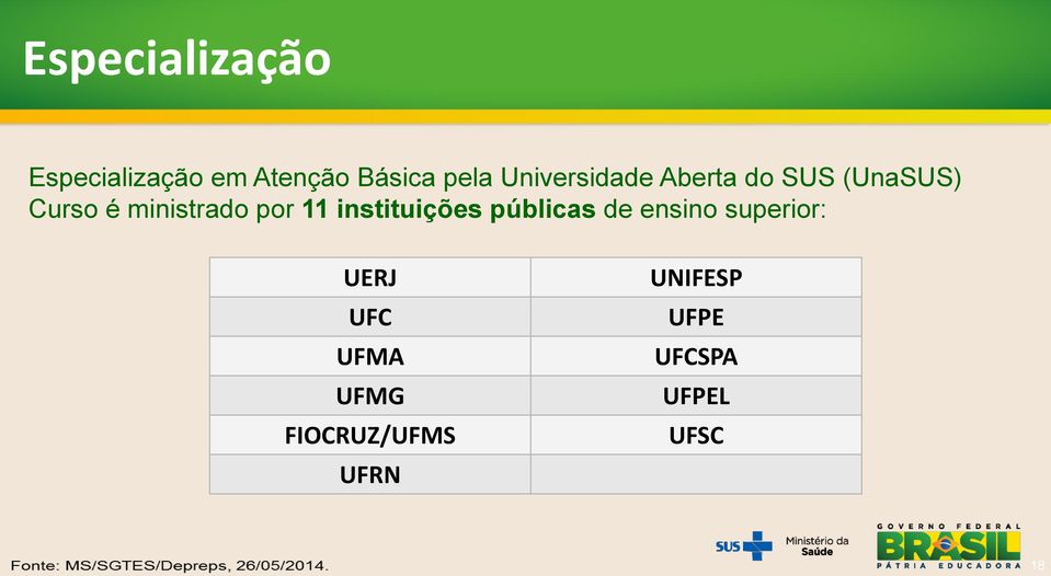 por 11 instituições públicas de ensino superior: UERJ