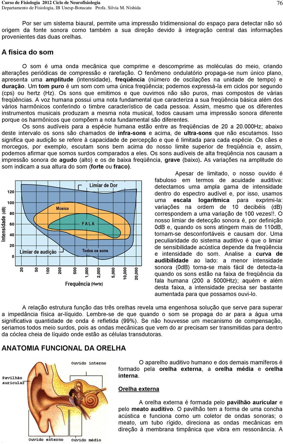 O fenômeno ondulatório propaga-se num único plano, apresenta uma amplitude (intensidade), freqüência (número de oscilações na unidade de tempo) e duração.