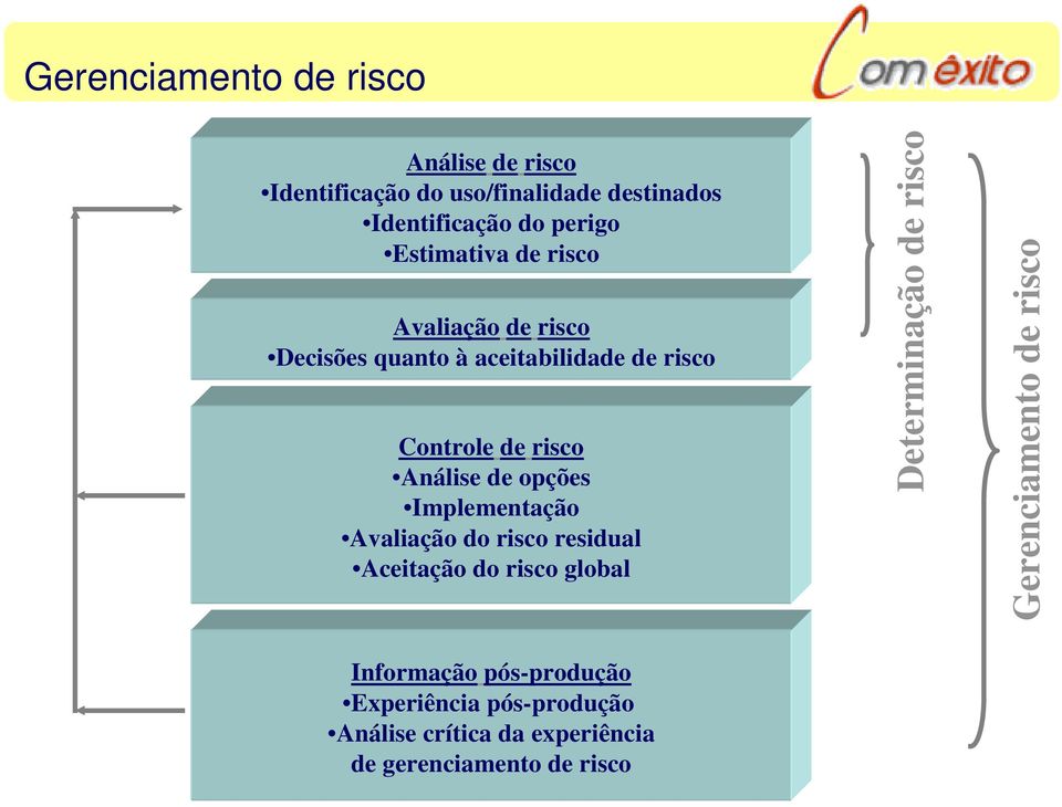 opções Implementação Avaliação do risco residual Aceitação do risco global Determinação de risco Gerenciamento