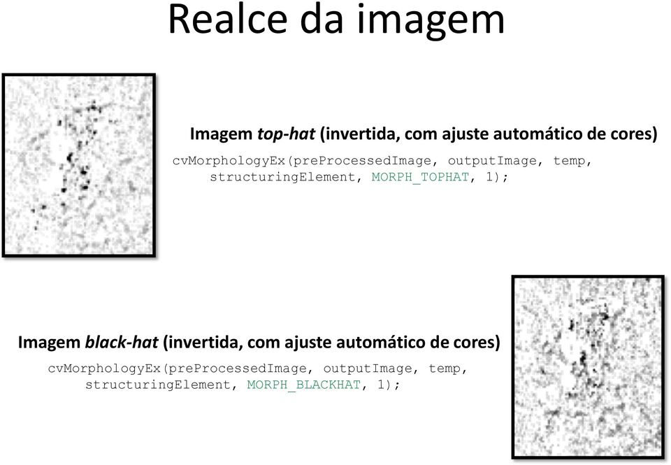 MORPH_TOPHAT, 1); Imagem black-hat (invertida, com ajuste automático de cores) 