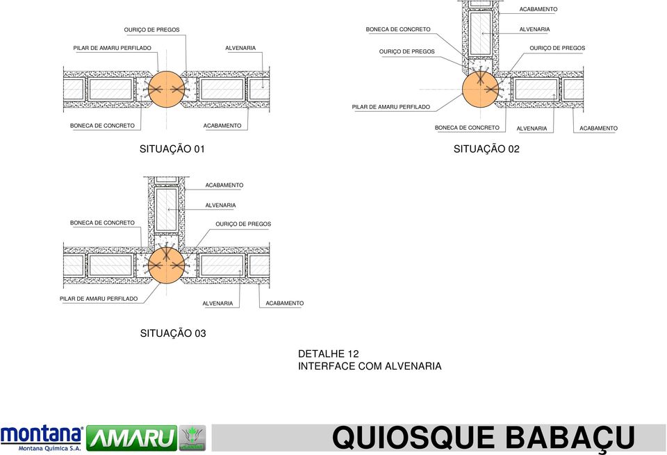 CONCRETO ALVENARIA ACABAMENTO SITUAÇÃO 01 SITUAÇÃO 02 ACABAMENTO ALVENARIA BONECA DE CONCRETO