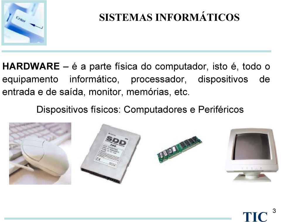 processador, dispositivos de entrada e de saída, monitor,