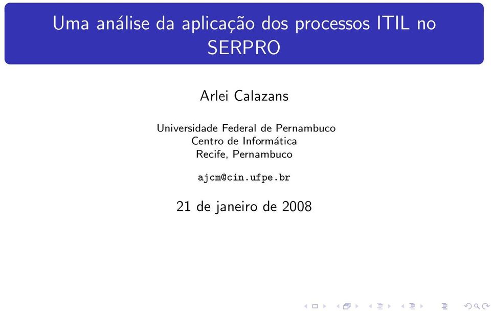 de Pernambuco Centro de Informática Recife,