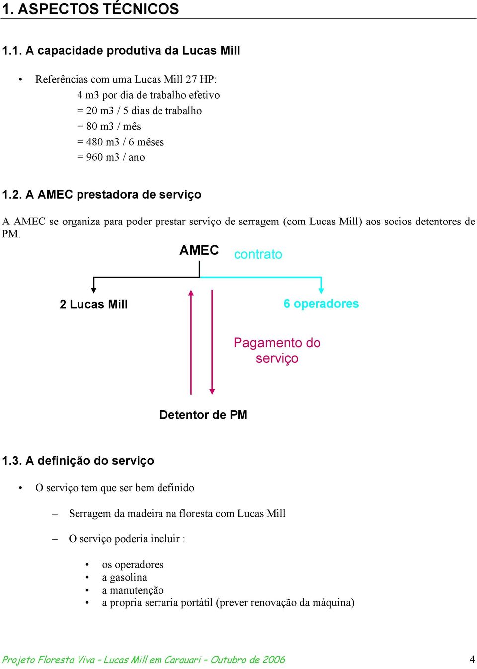 AMEC contrato 2 Lucas Mill 6 operadores Pagamento do serviço Detentor de PM 1.3.