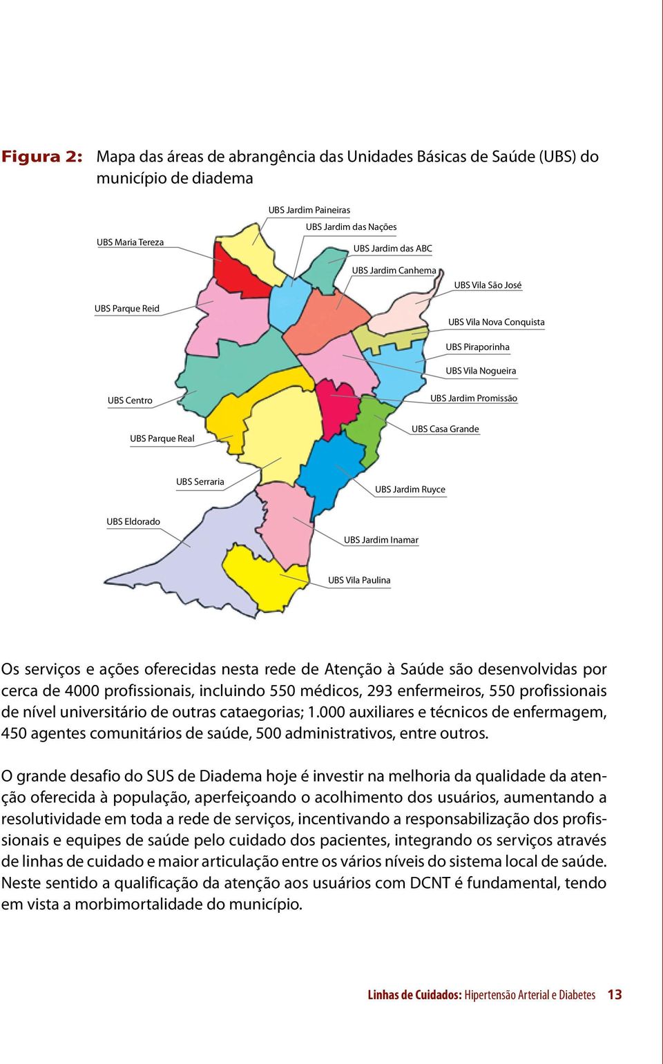 UBS Jardim Inamar UBS Vila Paulina Os serviços e ações oferecidas nesta rede de Atenção à Saúde são desenvolvidas por cerca de 4000 profissionais, incluindo 550 médicos, 293 enfermeiros, 550