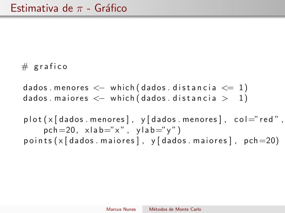 d i s t a n c i a > 1) p l o t ( x [ dados. menores ], y [ dados.