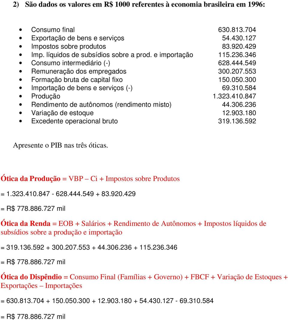 300 Importação de bens e serviços (-) 69.310.584 Produção 1.323.410.847 Rendimento de autônomos (rendimento misto) 44.306.236 Variação de estoque 12.903.180 Excedente operacional bruto 319.136.