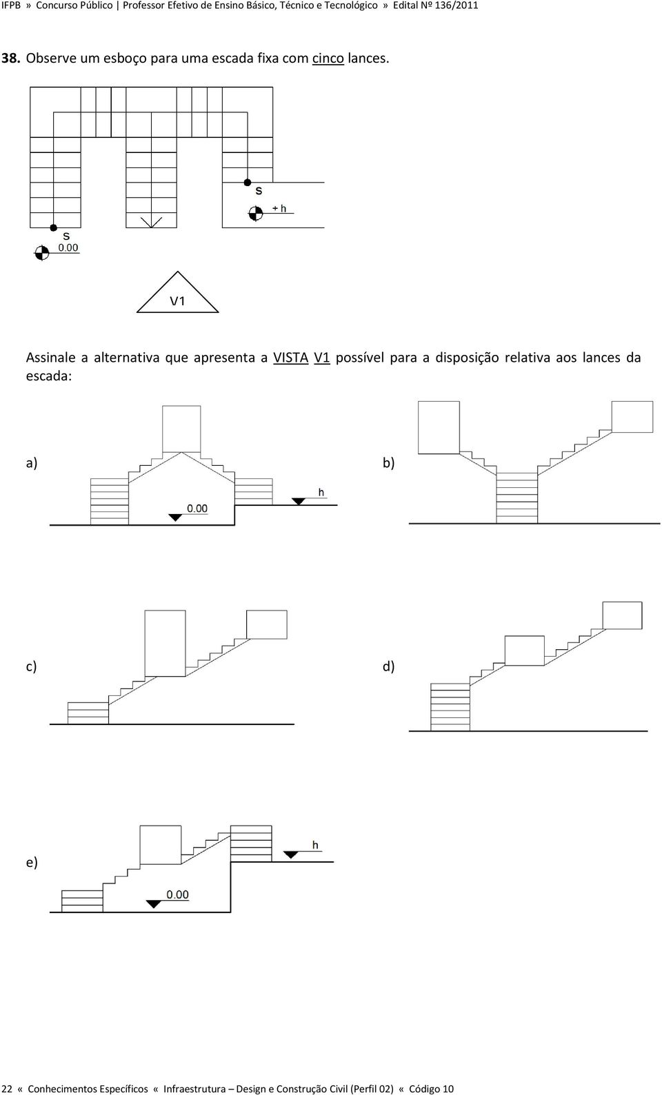 disposição relativa aos lances da escada: a) b) c) d) e) 22