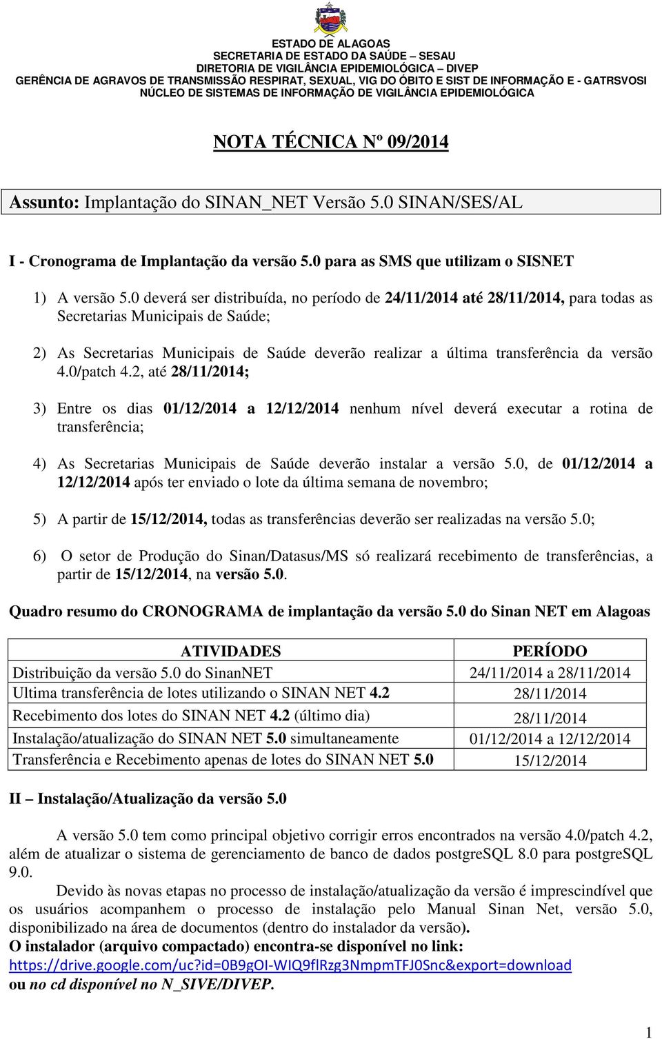 0 para as SMS que utilizam o SISNET 1) A versão 5.