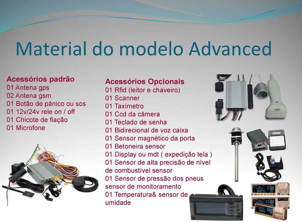 de senha 01 Bidirecional de voz caixa 01 Sensor magnético da porta 01 Betoneira sensor 01 Display ou mdt ( expedição tela ) 01