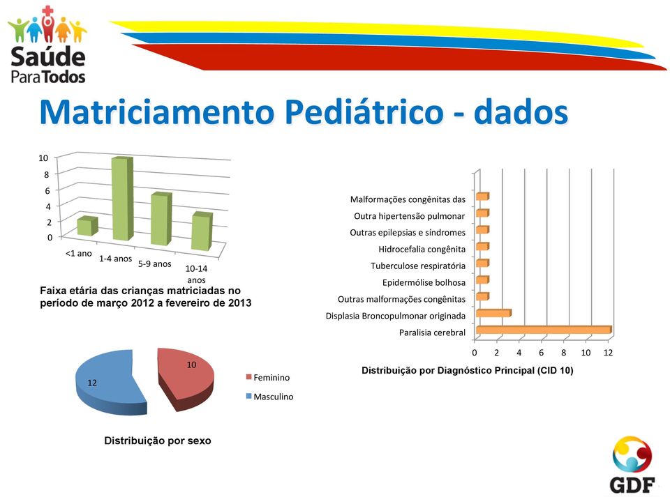 Hidrocefalia congênita Tuberculose respiratória Epidermólise bolhosa Outras malformações congênitas Displasia Broncopulmonar