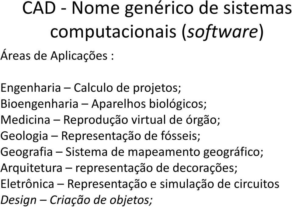 Geologia Representação de fósseis; Geografia Sistema de mapeamento geográfico; Arquitetura