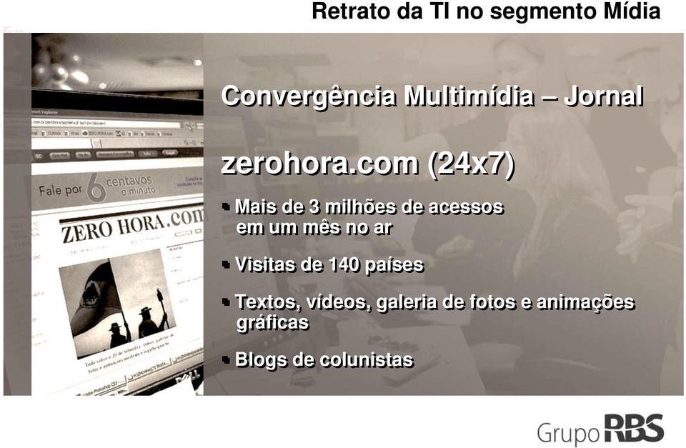 com (24x7) Mais de 3 milhões de acessos em um mês no ar