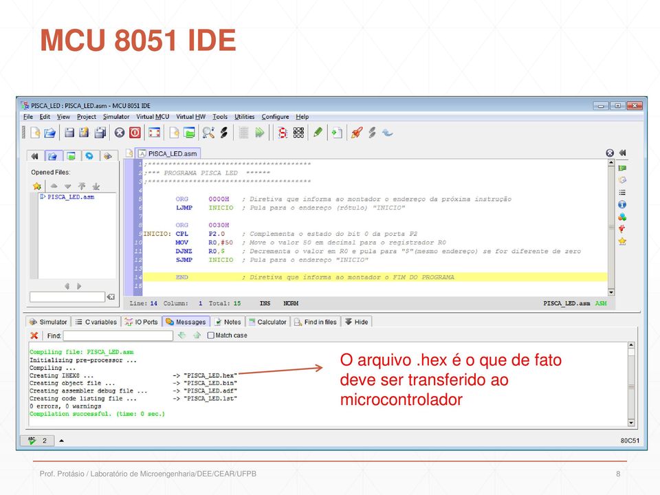 transferido ao microcontrolador Prof.