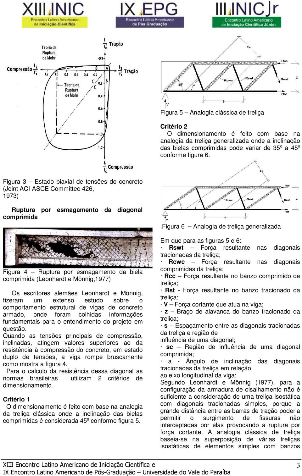 Figura 3 Estado biaxial de tensões do concreto (Joint ACI-ASCE Committee 426, 1973) Ruptura por esmagamento da diagonal comprimida Figura 4 Ruptura por esmagamento da biela comprimida (Leonhardt e