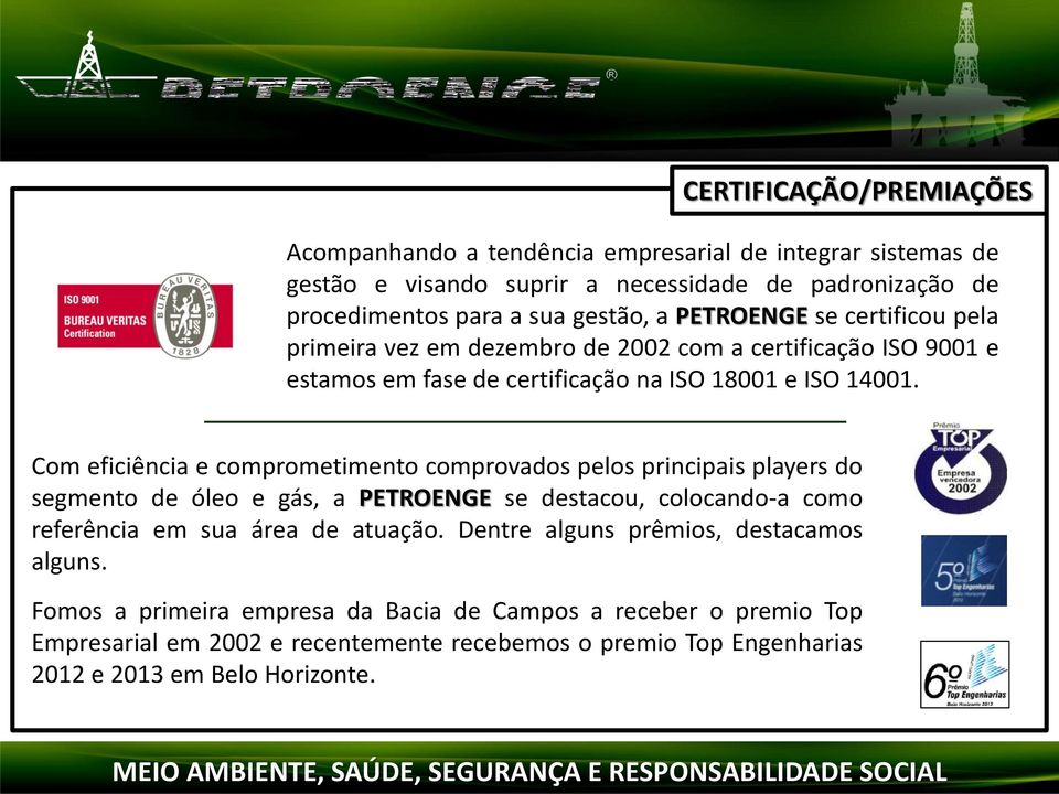 Com eficiência e comprometimento comprovados pelos principais players do segmento de óleo e gás, a PETROENGE se destacou, colocando-a como referência em sua área de atuação.