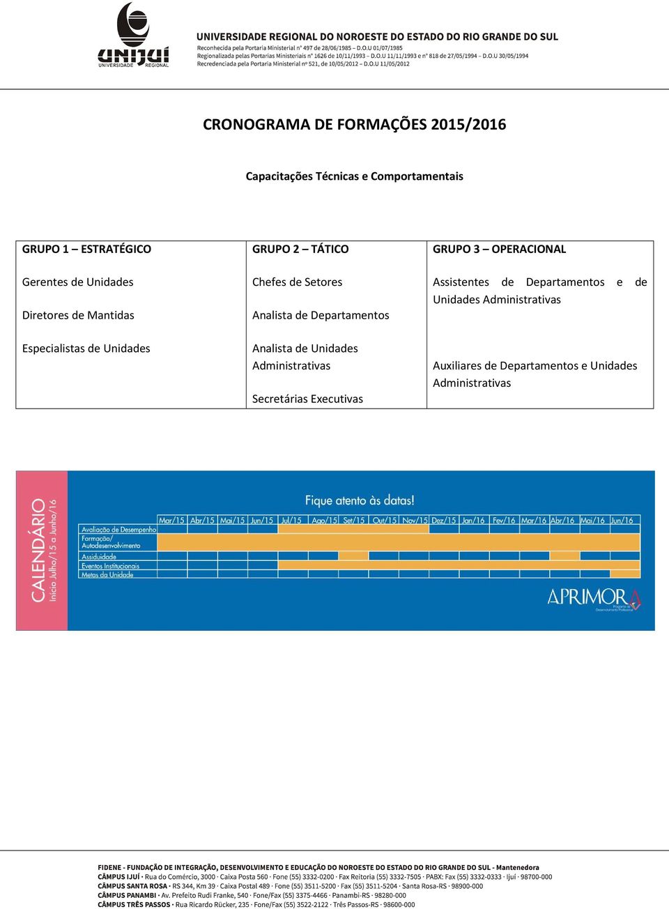 de Departamentos Analista de Unidades Administrativas Secretárias Executivas GRUPO 3 OPERACIONAL