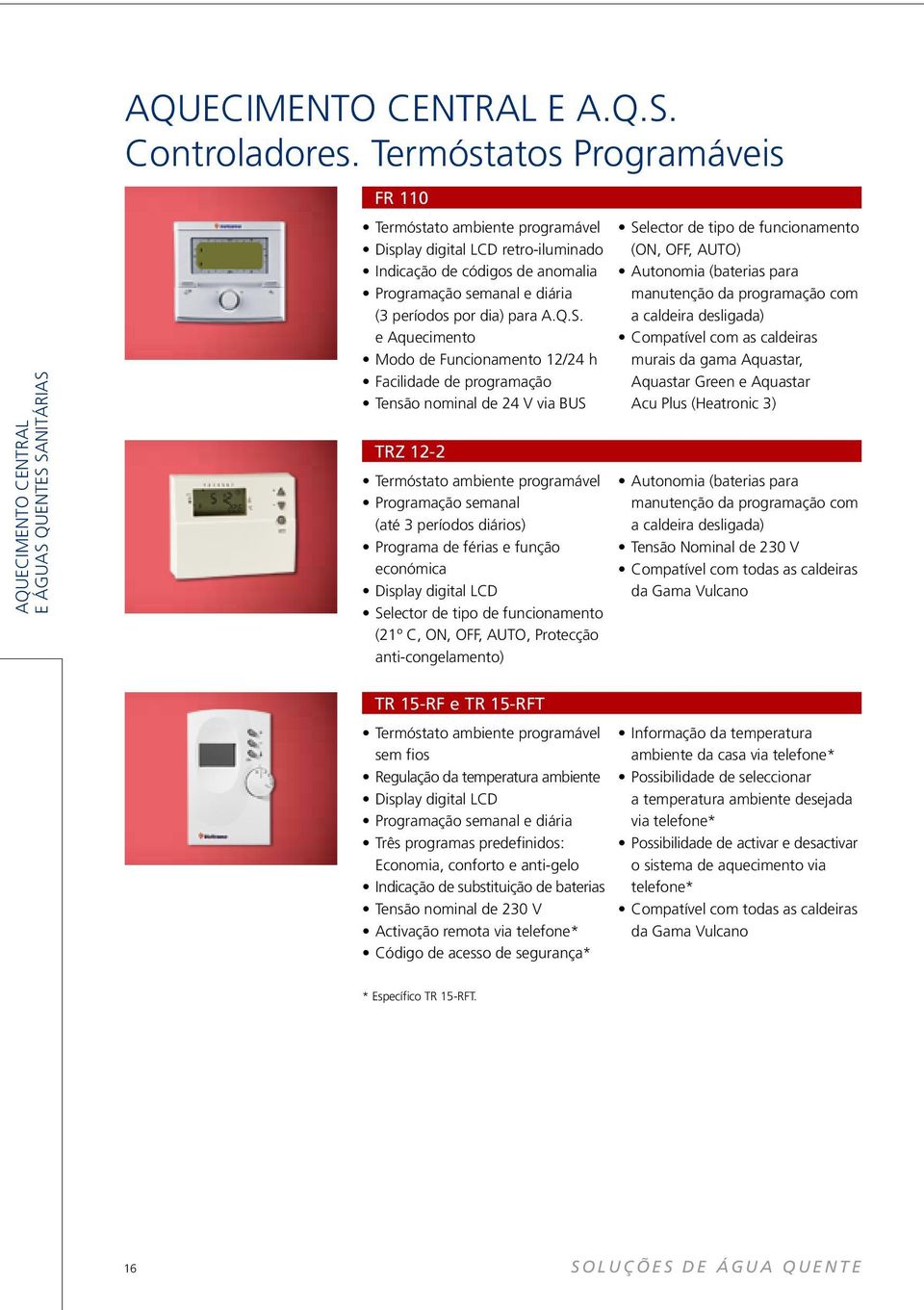 e Aquecimento Modo de Funcionamento 12/24 h Facilidade de programação Tensão nominal de 24 V via BUS TRZ 12-2 Termóstato ambiente programável Programação semanal (até 3 períodos diários) Programa de