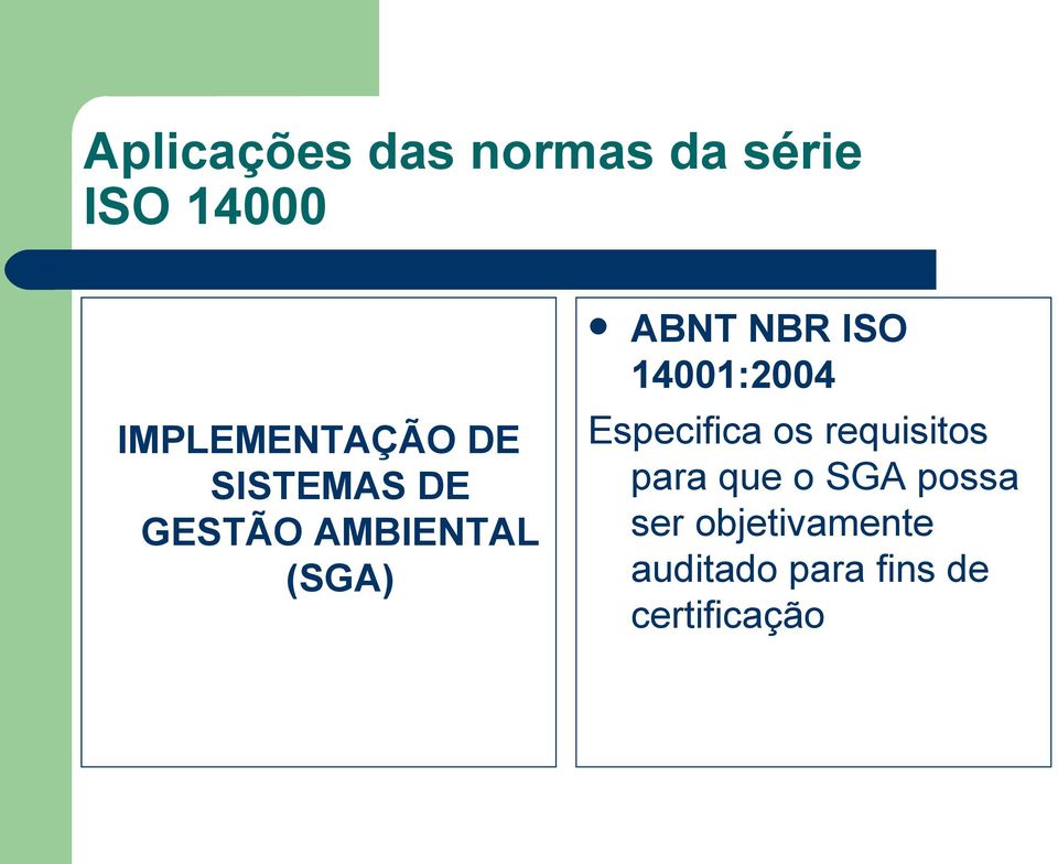 ABNT NBR ISO 14001:2004 Especifica os requisitos para