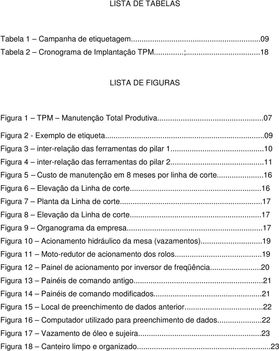 ..16 Figura 6 Elevação da Linha de corte...16 Figura 7 Planta da Linha de corte...17 Figura 8 Elevação da Linha de corte...17 Figura 9 Organograma da empresa.