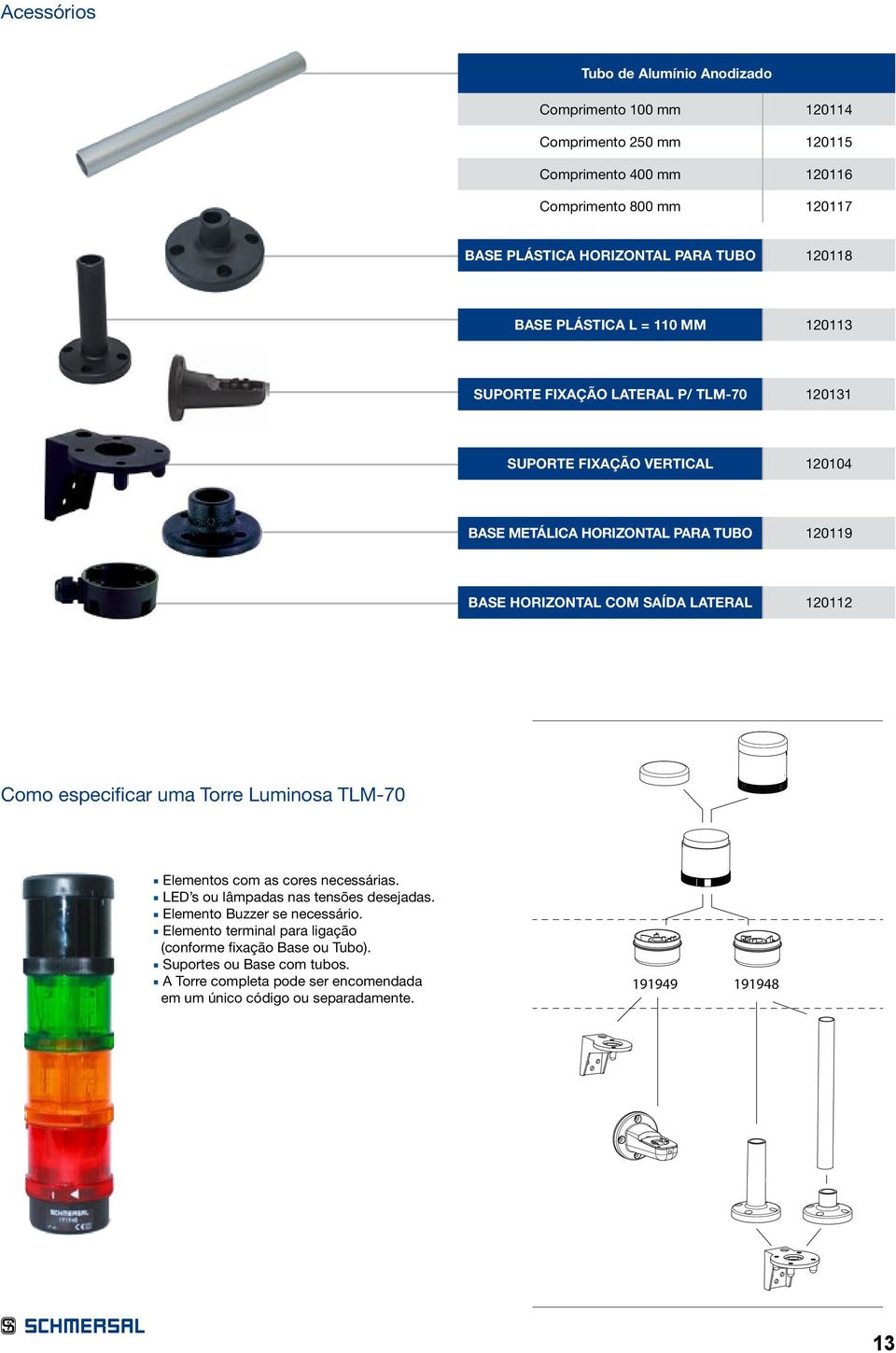SAÍDA LATERAL 120112 Como especificar uma Torre Luminosa TLM-70 Elementos com as cores necessárias. LED s ou lâmpadas nas tensões desejadas. Elemento Buzzer se necessário.