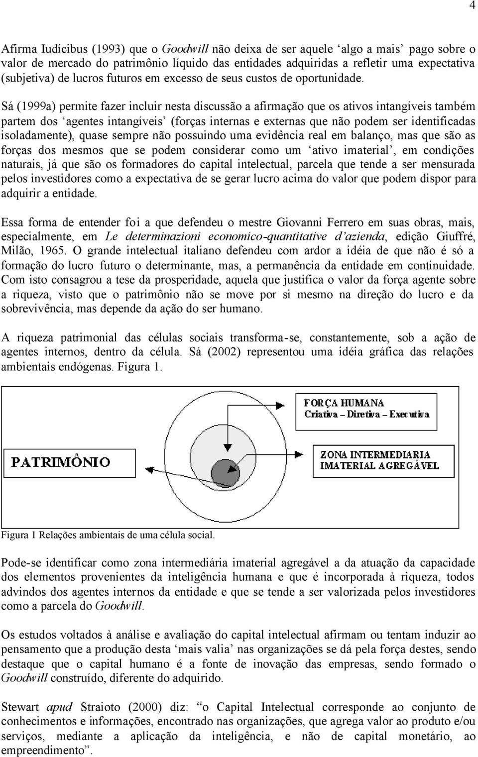 Sá (1999a) permie fazer incluir nesa discussão a afirmação que os aivos inangíveis ambém parem dos agenes inangíveis (forças inernas e exernas que não podem ser idenificadas isoladamene), quase